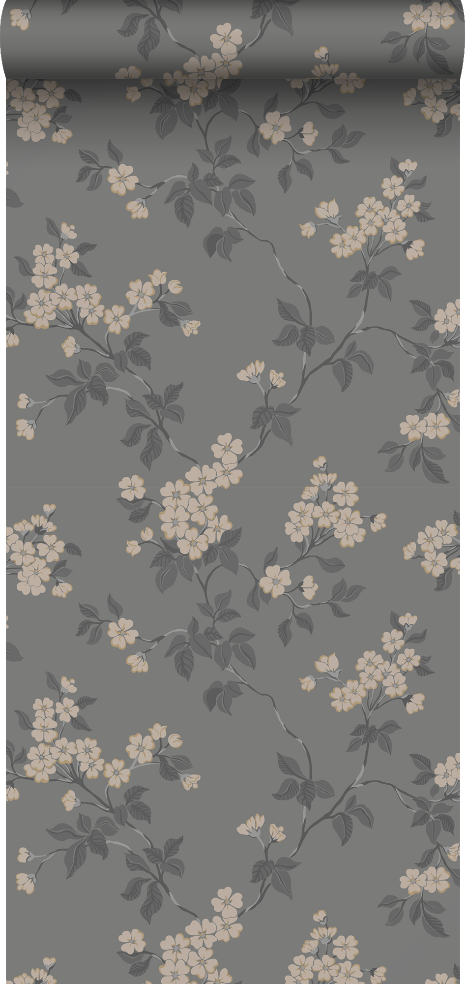 Duro papel pintado flores verde grisáceo - 53 cm x 10.05 m - 661150