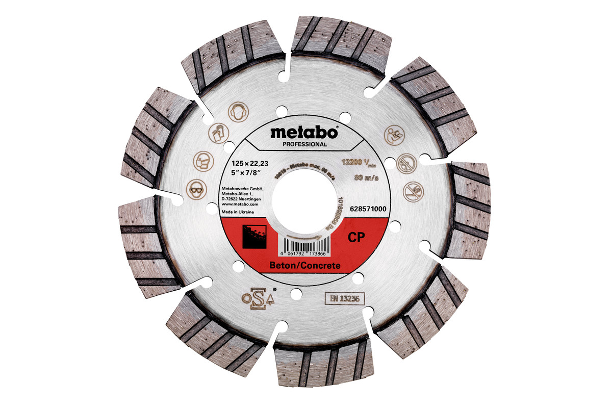 Metabo disco de cortar de diamante 125x22,23mm, "cp", hormigón