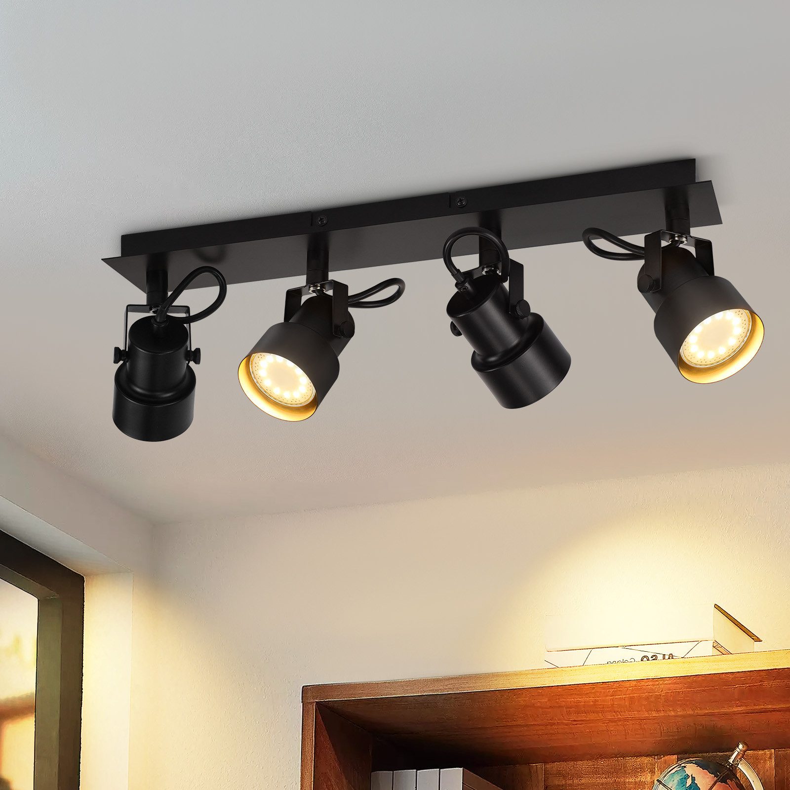 Nettlife lámpara de techo negro gu10 43x7