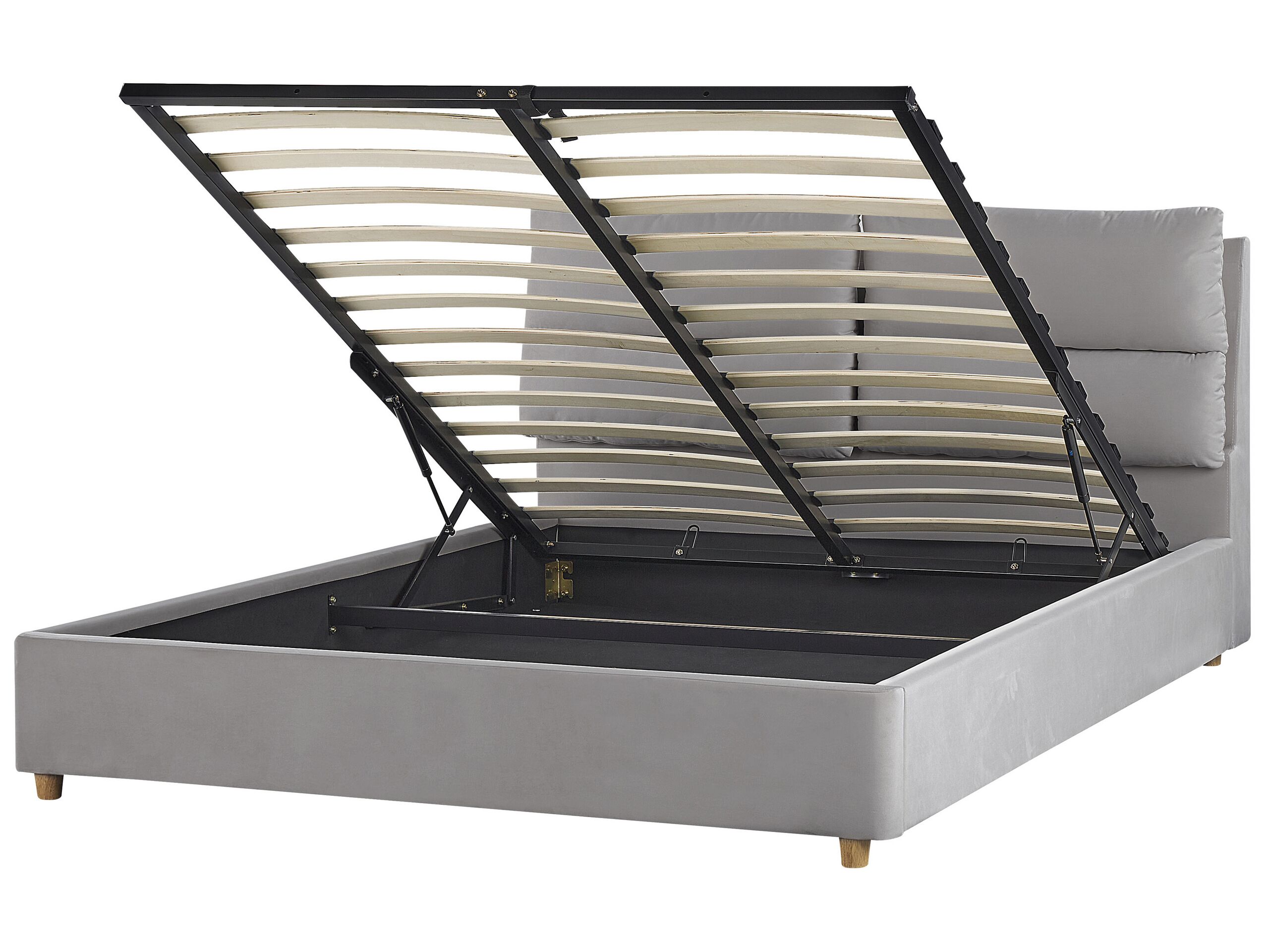 Cama con almacenaje batilly terciopelo gris claro 160 x 200 cm
