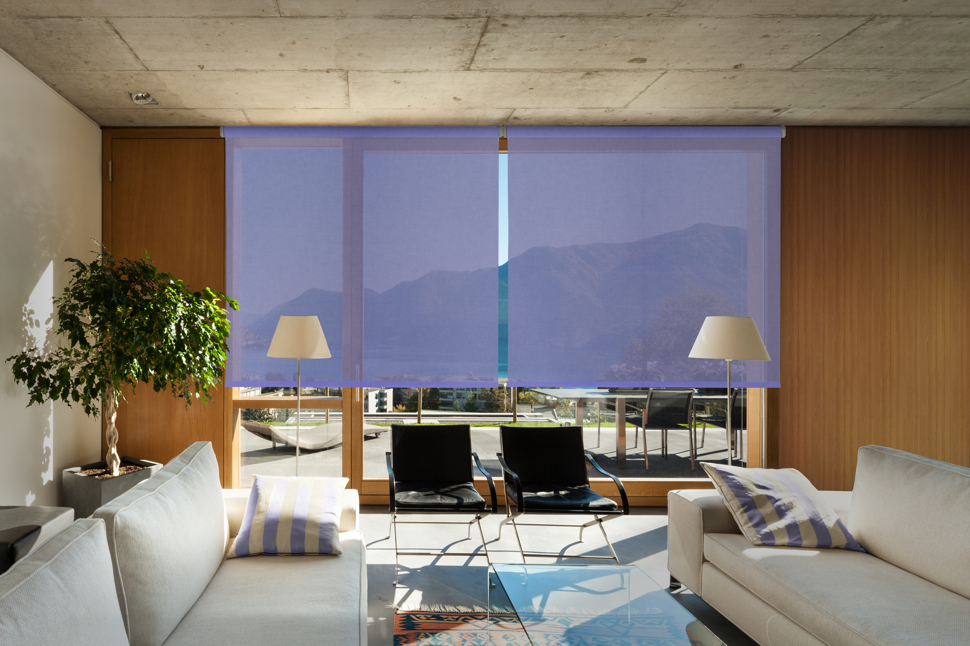 Estor enrollable screen apertura 10% plata y azul 165 x 250cm