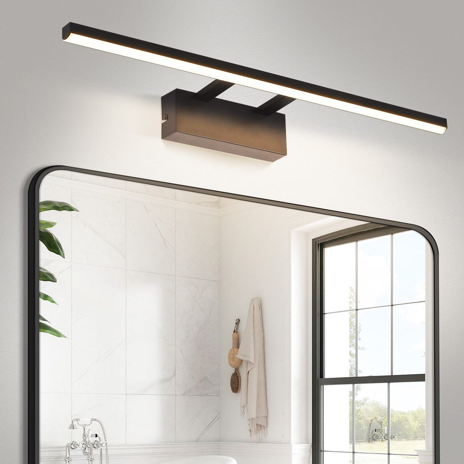 Nettlife lámpara de pared para baño LED negro y blanco 60x12.8