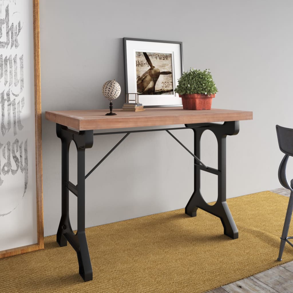 Mesa de comedor madera maciza de abeto y hierro 110x65x82 cm oif854389