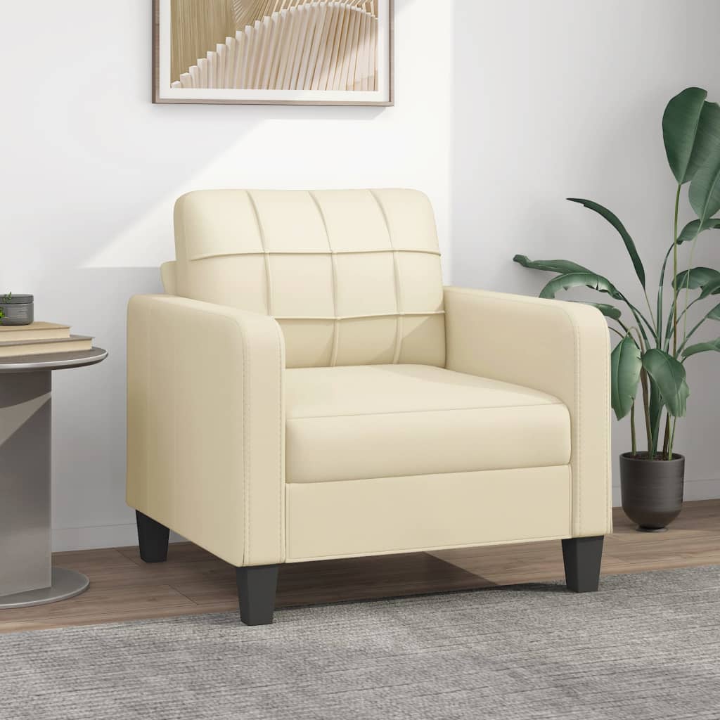 Sillón cuero sintético crema 60 cm qweo4966