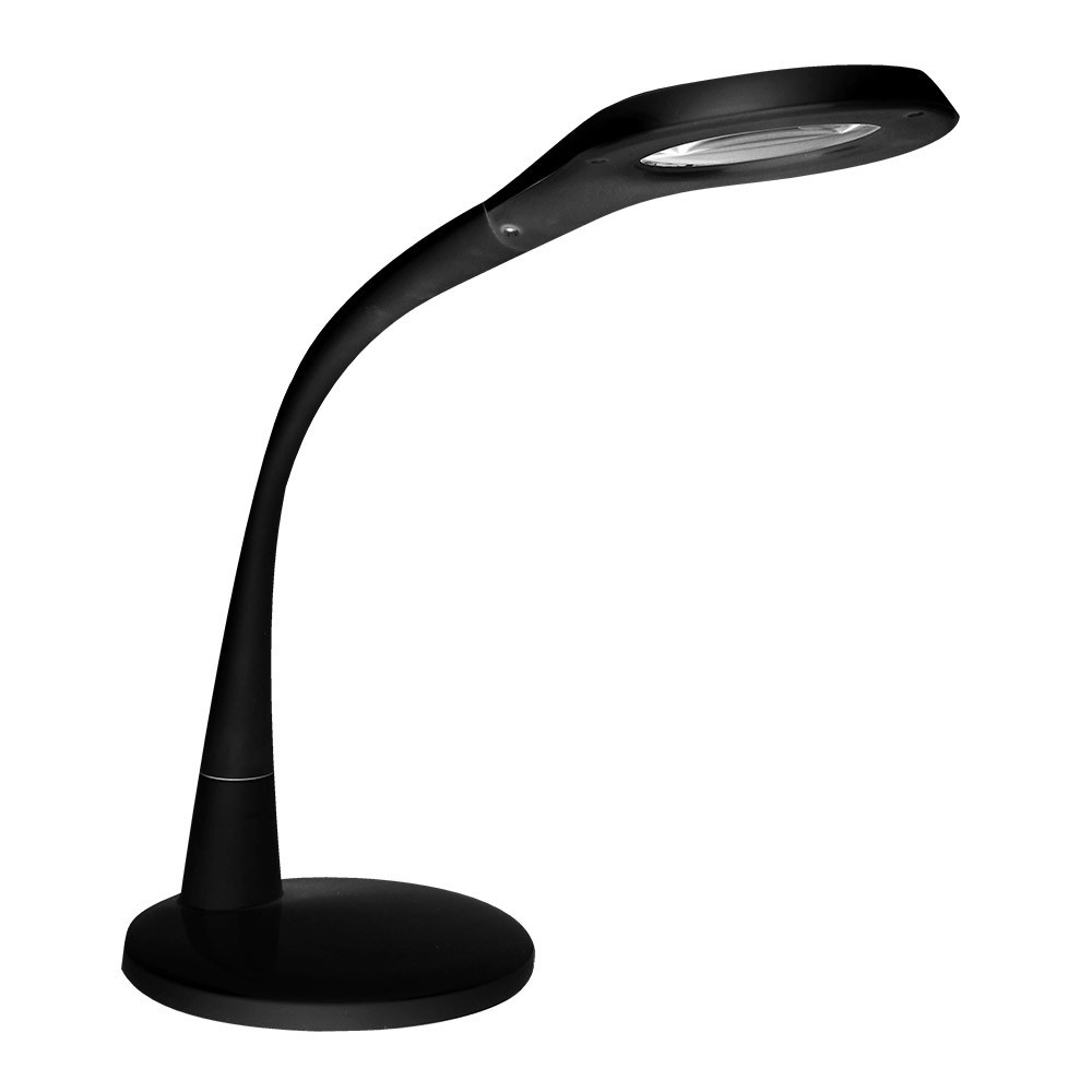 Flexo plath negro 8w 595lm 5000k con lupa táctil 43x18x38 cm