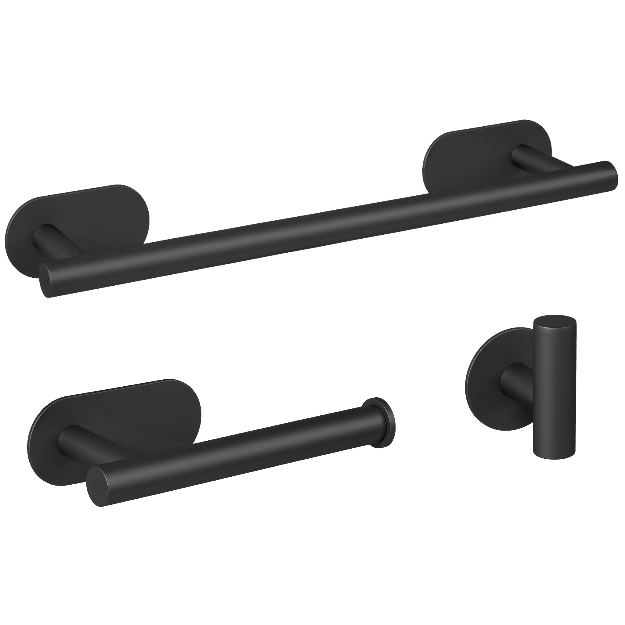 Valaz accesorios baño negro mate toallero 40cm+1percha+portarollos