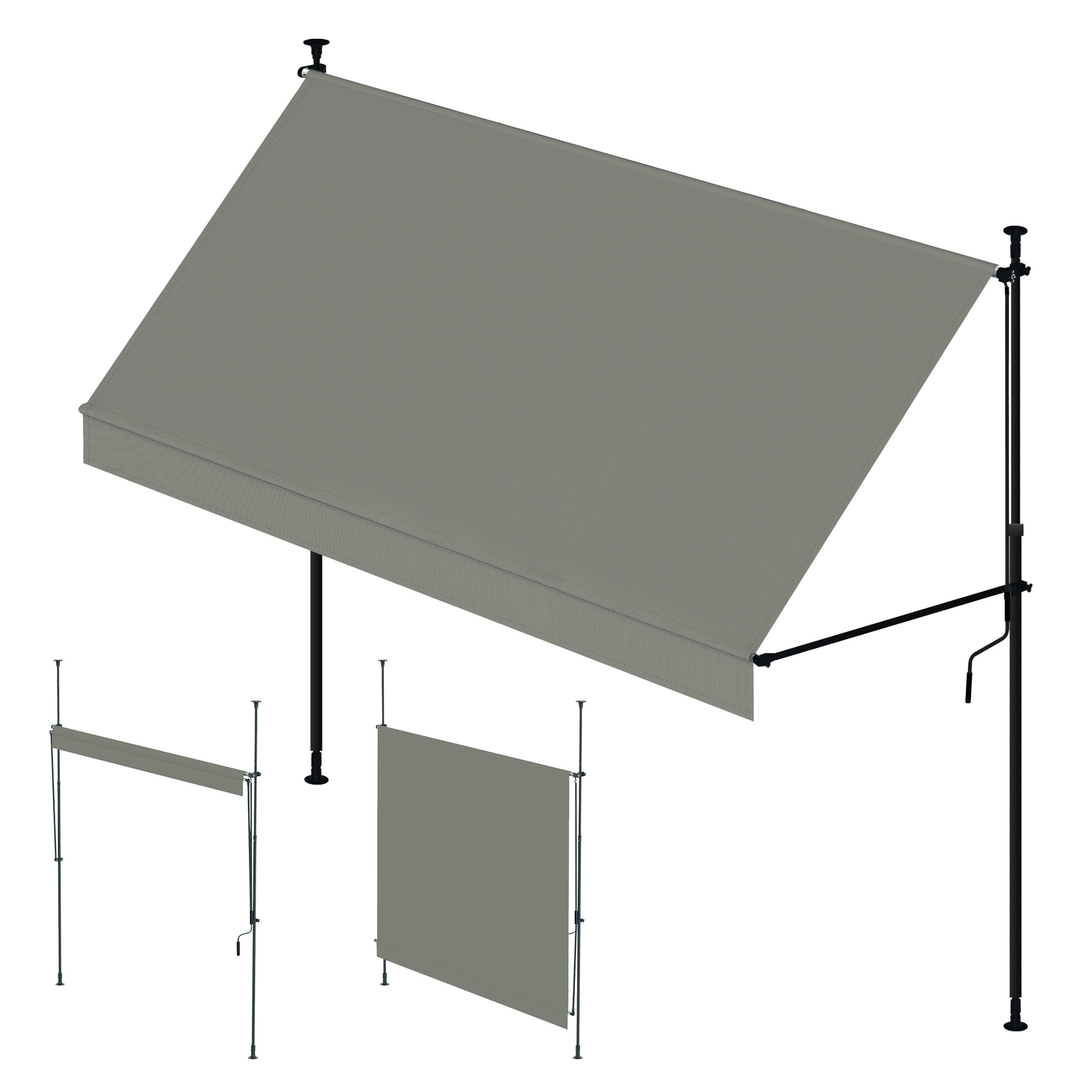 Toldo terraza cityline gris – portátil y sin taladrar – protección uv