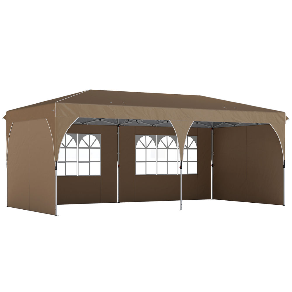 Carpa plegable 595x300x275 cm tela oxford, metal color beige Outsunny