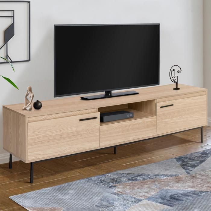 Mueble tv seattle xxl - diseño contemporáneo - 180 cm - marrón