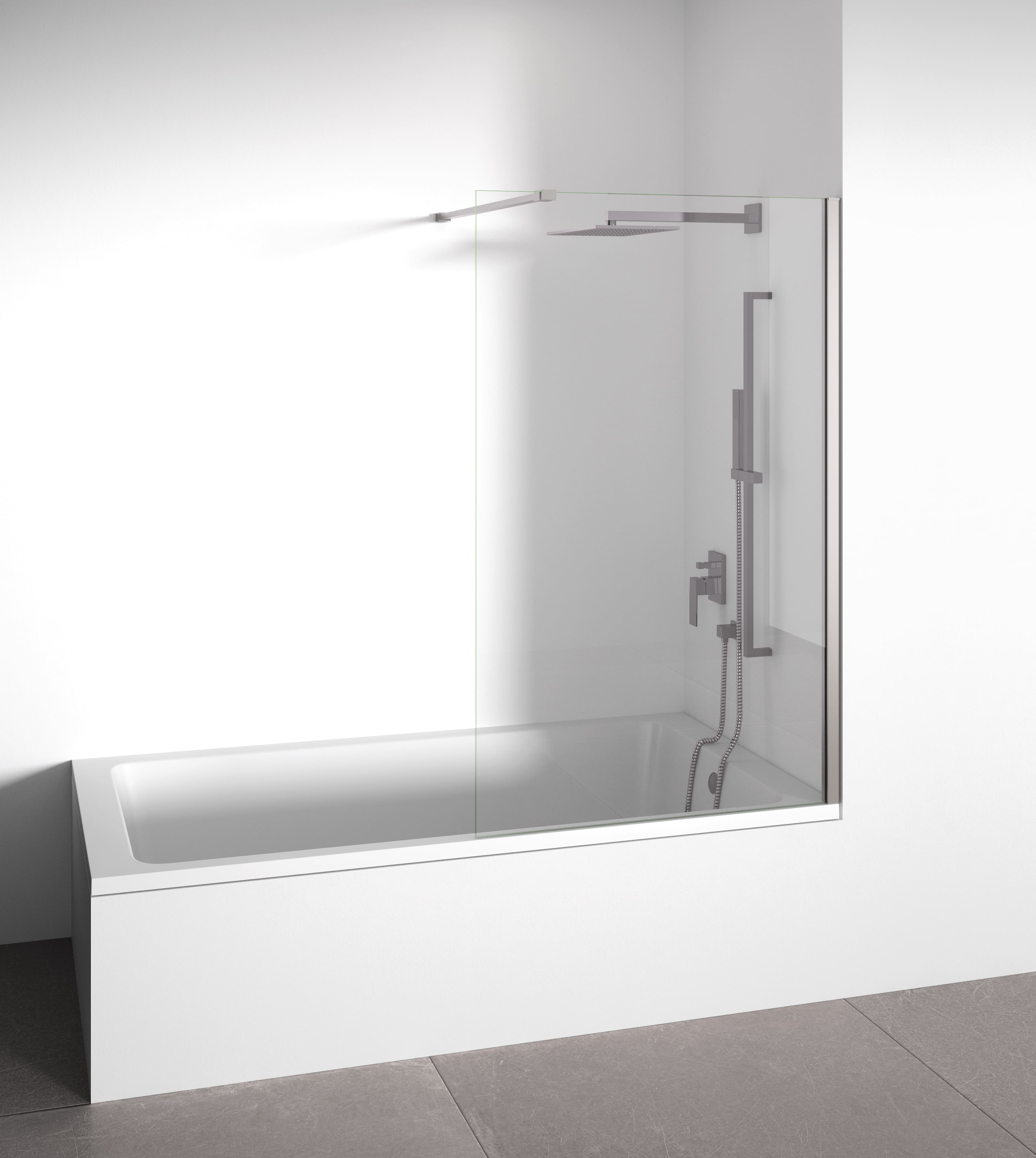 Mampara de bañera fija plata 98-100 cm alto 145 cm bellobath