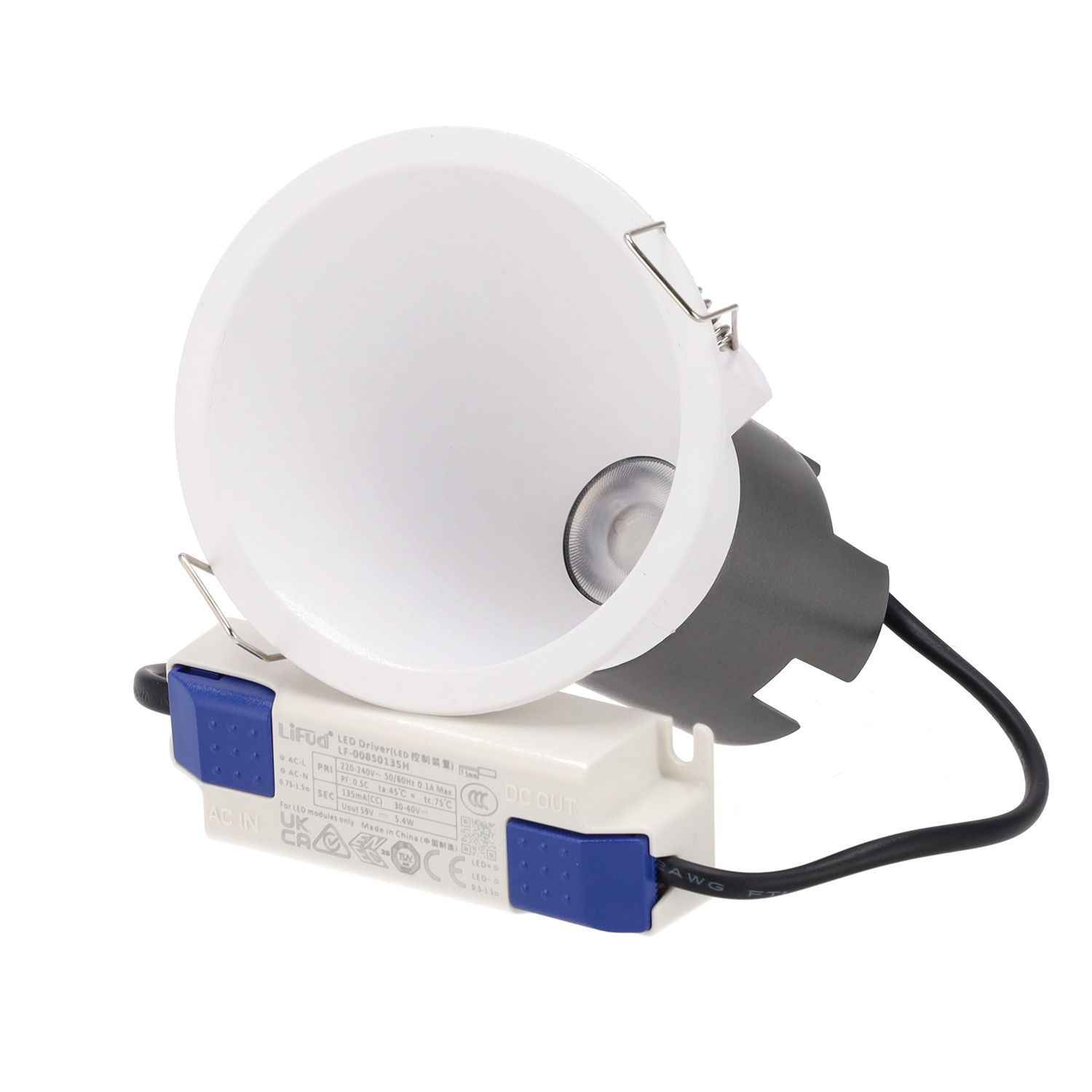 Downlight LED 6w 90lm/w ugr<15 cri>95 2700ºk 50.000h