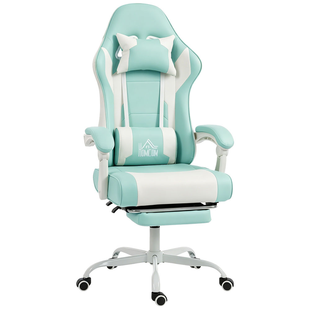Silla gaming 63x66x134 cm PVC, metal color azul Homcom
