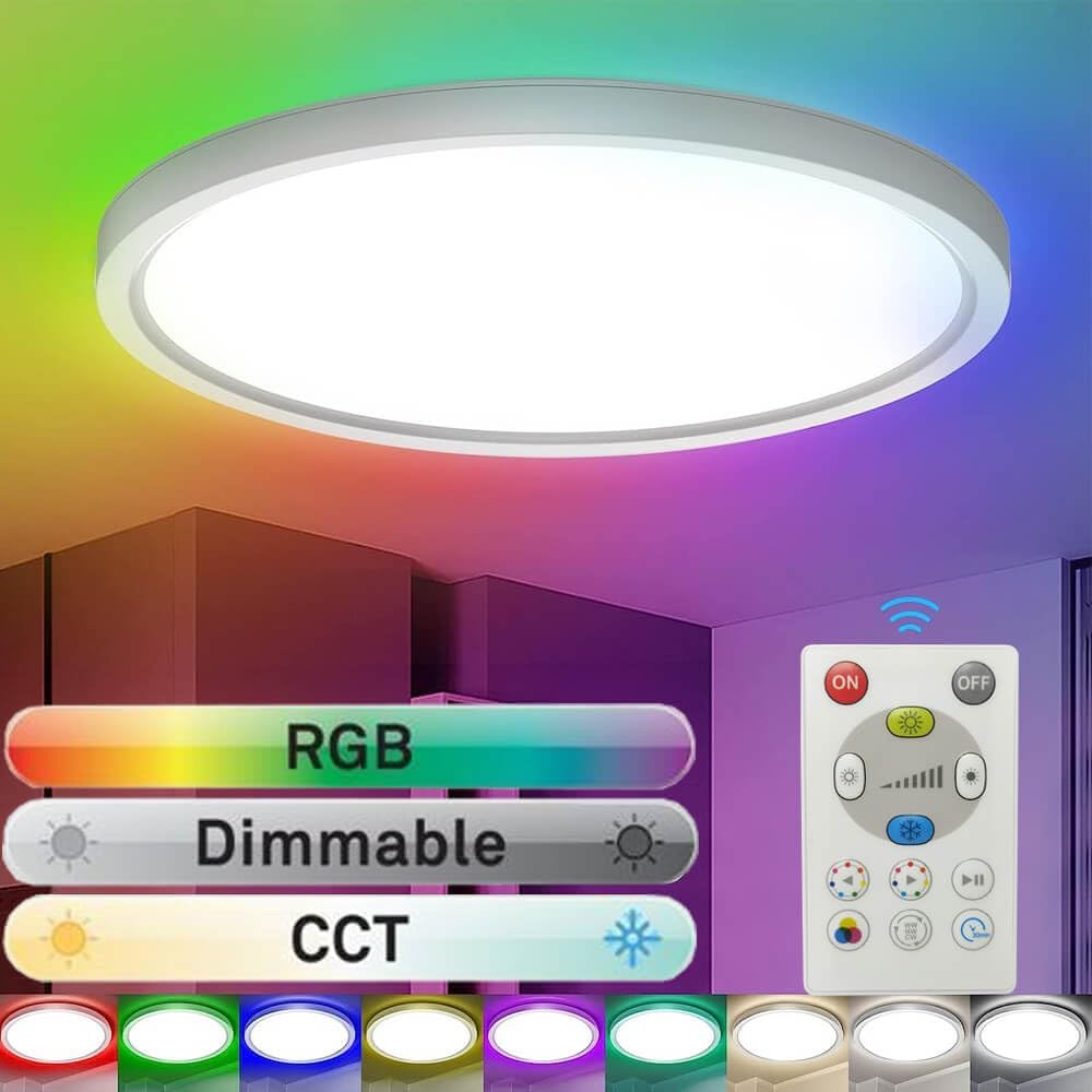 Plafón circular rgb backlight regulable, 18w, ø30cm, ip44