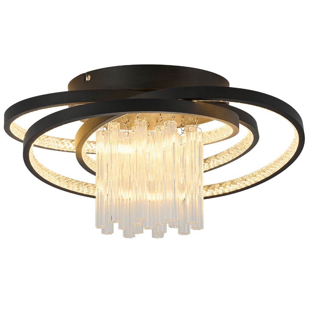 NETTLIFE plafón LED redondo negro de 40W – 3000K, para salón