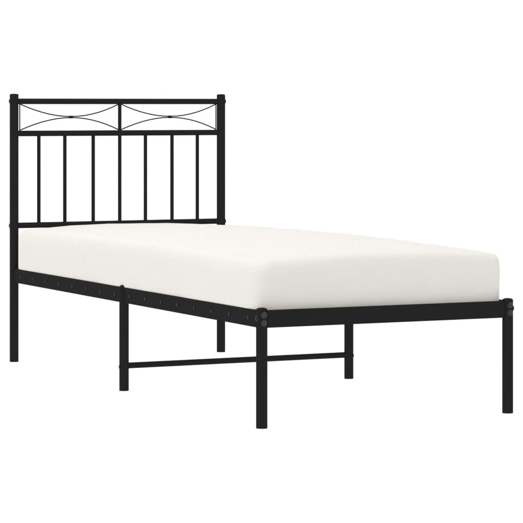 vidaXL estructura cama sin colchón con cabecero metal negro 80x200 cm
