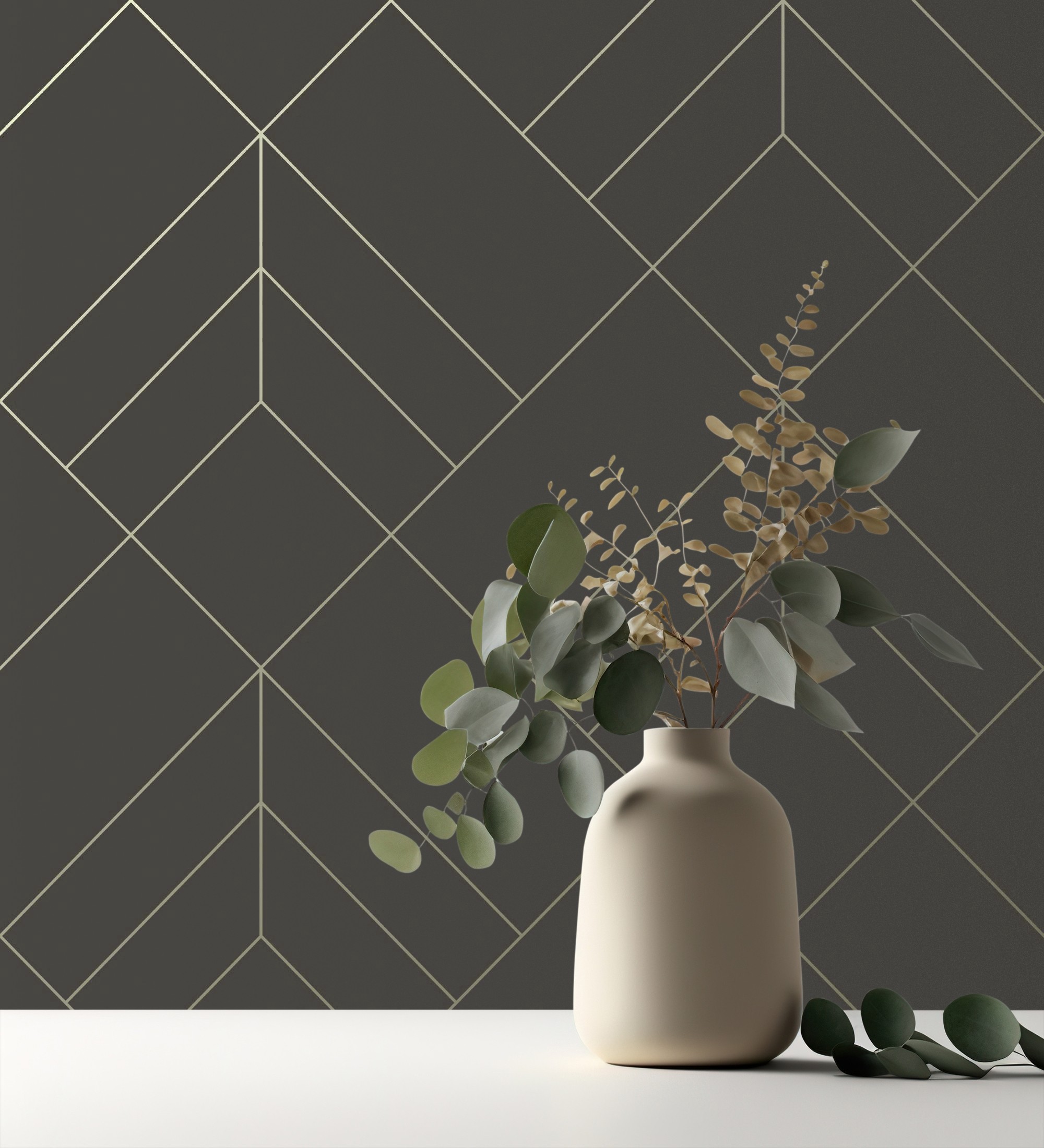 Papel pintado gaulan geométrico de rombos con líneas doradas 5.23m²