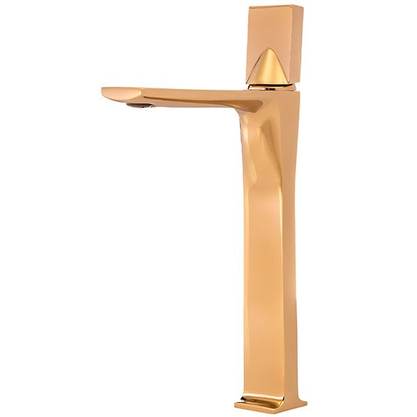 Grifo lavabo caño alto monomando, dorado