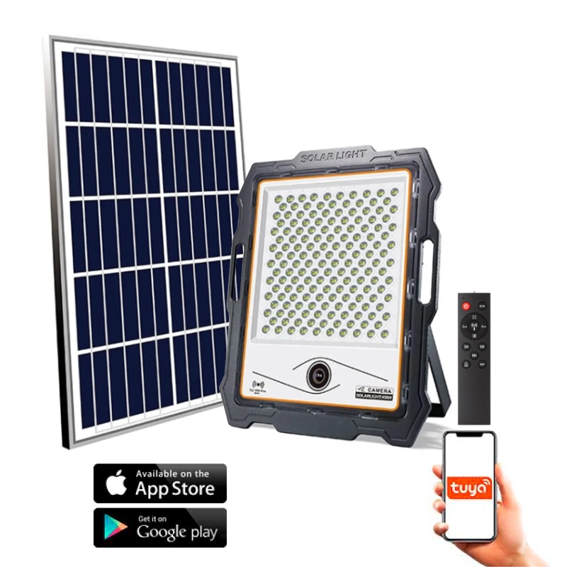 Foco proyector LED solar 300w ip67 con cámara