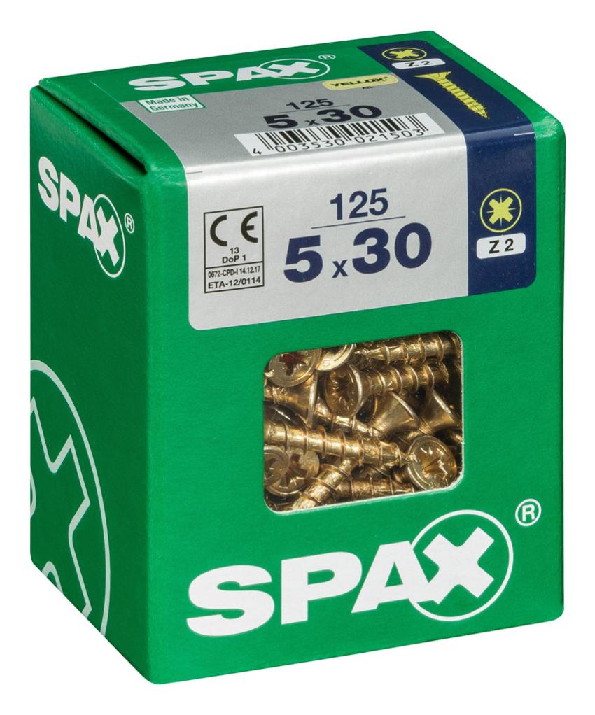 Caja 125 unid. Tornillo madera cabeza plana yellox 5,0x30mm