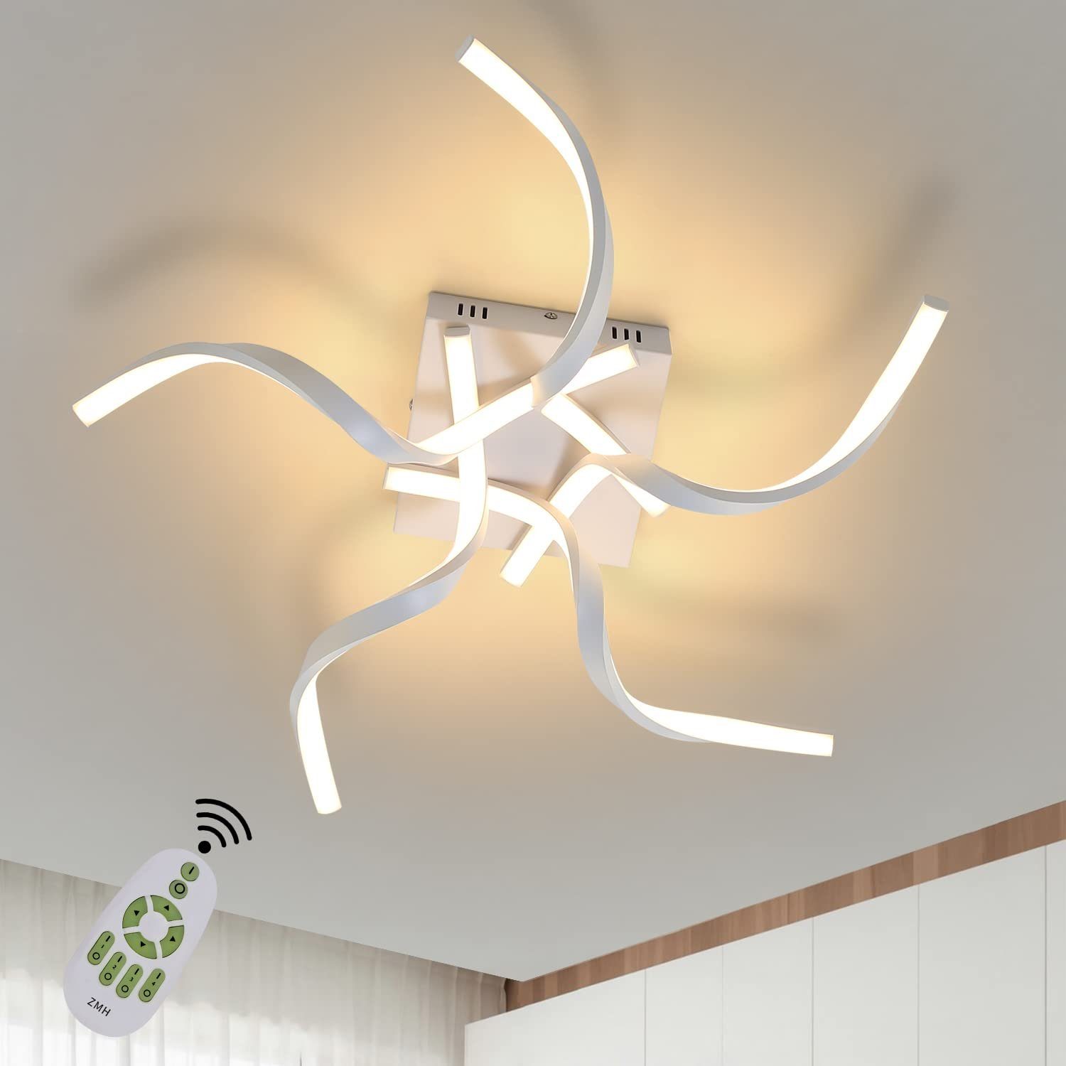 Nettlife lámpara de techo LED blanca moderna regulable 65 cm diseño de