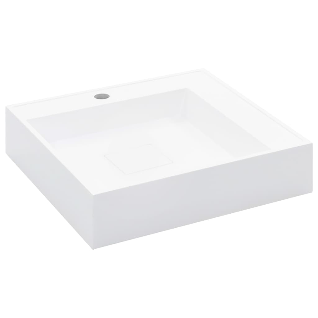 vidaXL lavabo 50x50x12,3 cm resina mineral/mármol blanco