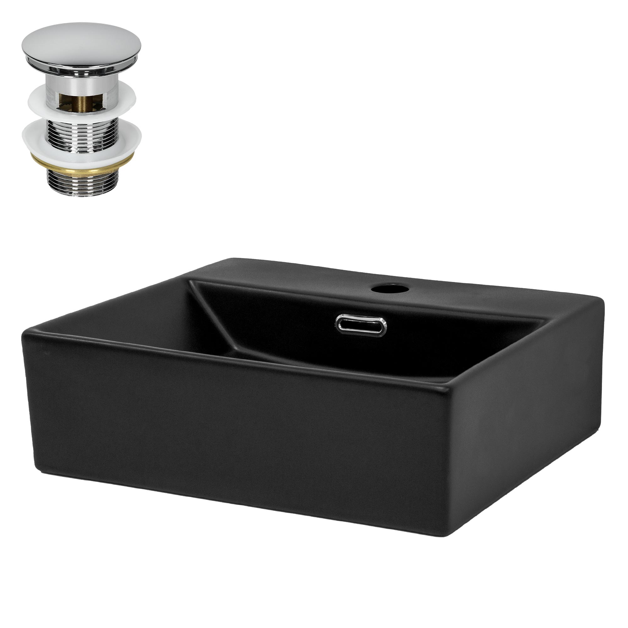 Lavabo incl. Desagüe 41,5x36,5x13 cm ceramica negra