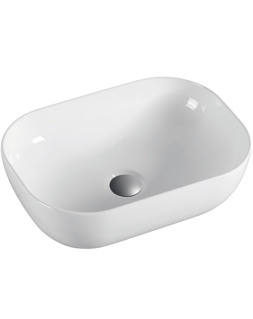 Lavabo para baño sobre encimera cerámico | 45,5cm x 33cm | blanco brillo