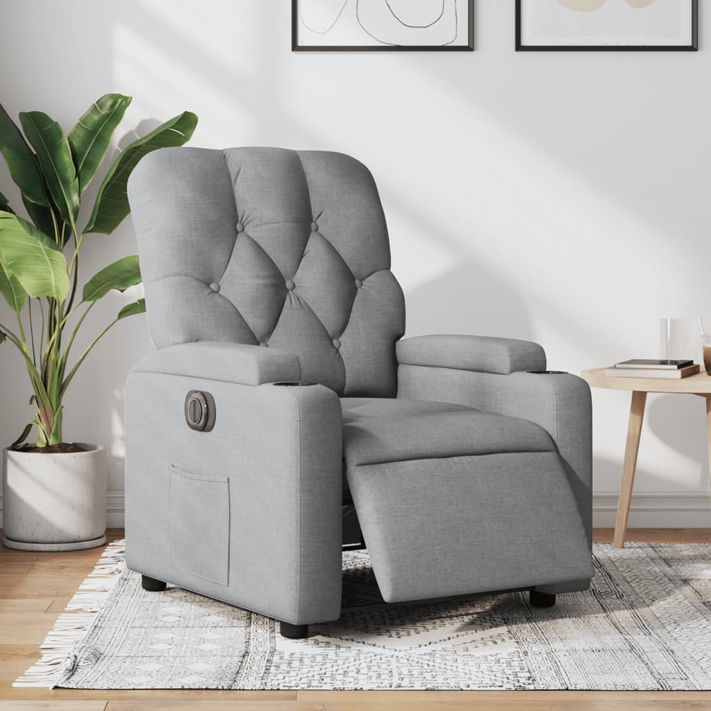 Sillón reclinable eléctrico tela gris claro qweo1685