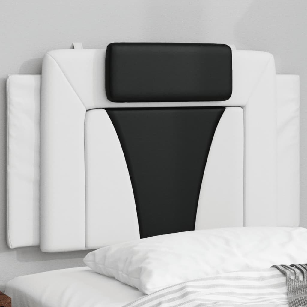 Cabecero de cama acolchado cuero sintético blanco y negro 90 cm eso5522