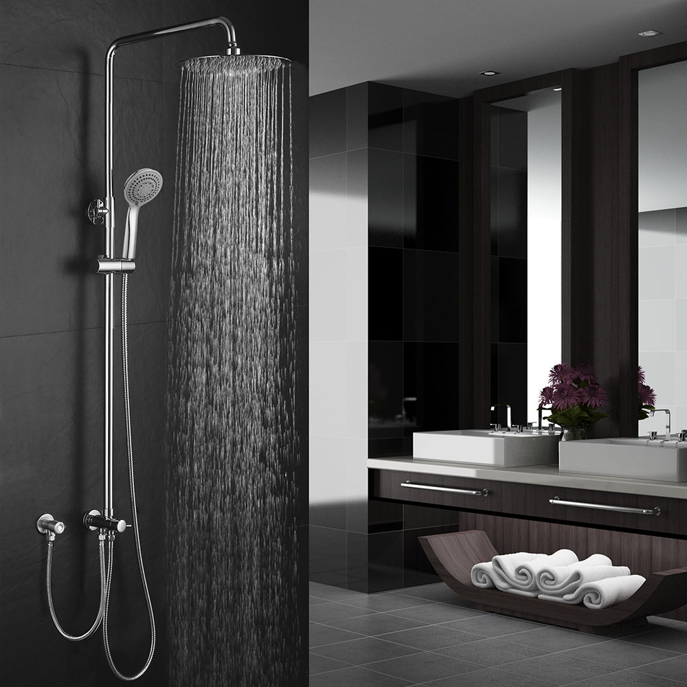 Kibath columna ducha sin grifería redonda de 79-125 cm cromo brillo