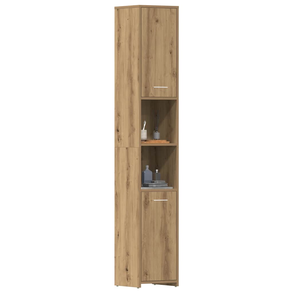 Armario de baño madera ingeniería roble artisan 30x30x183,5 cm esb6700