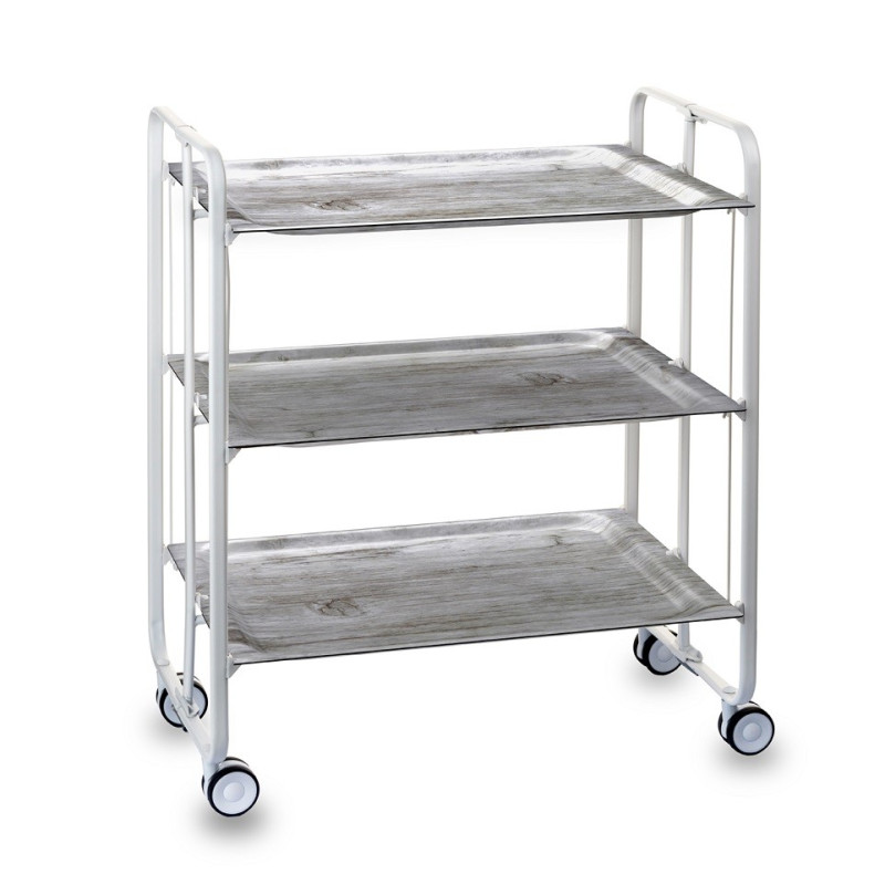 Carrito auxiliar con ruedas bauhaus, armazón metálico blanco, 3 bandejas