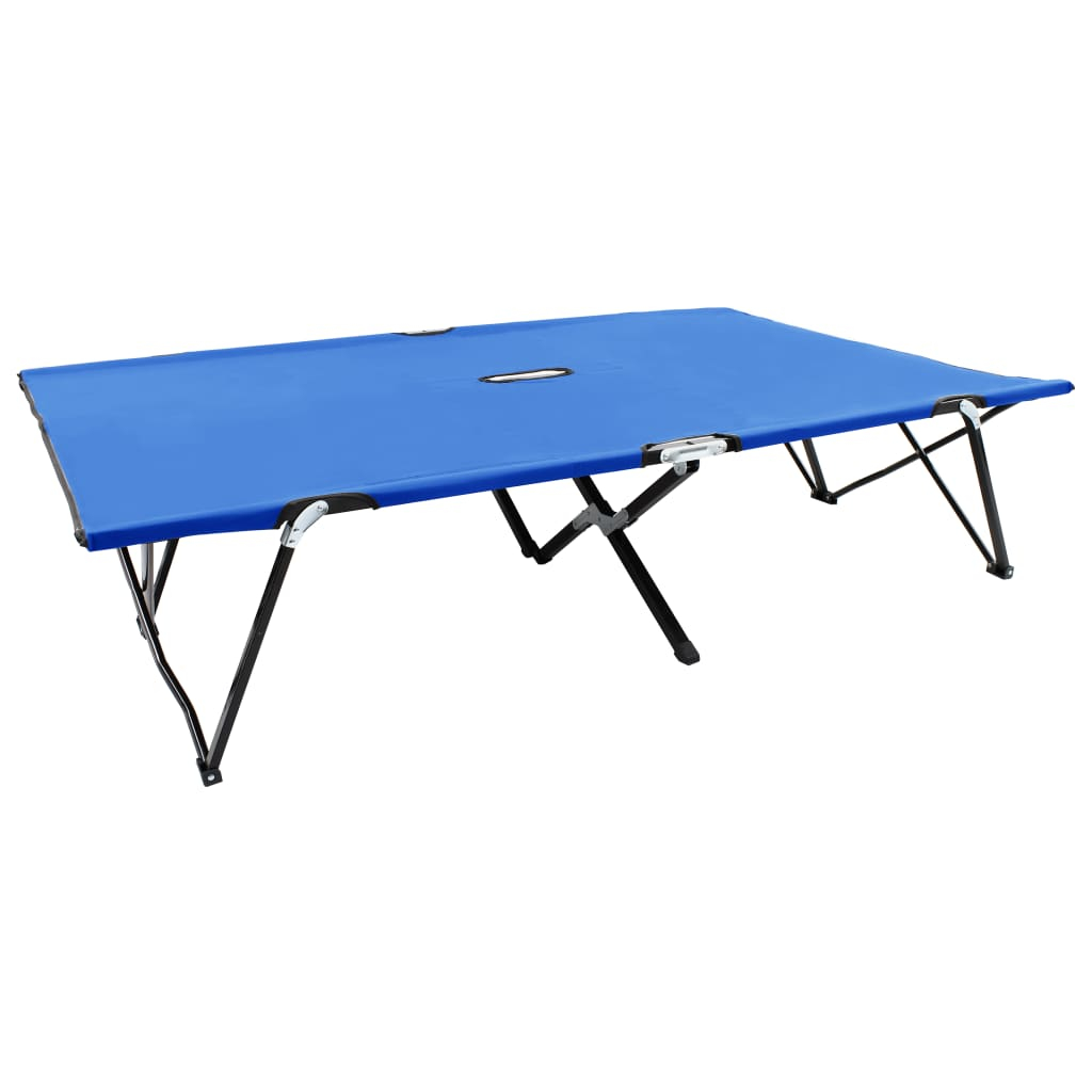 vidaXL tumbona doble plegable acero azul