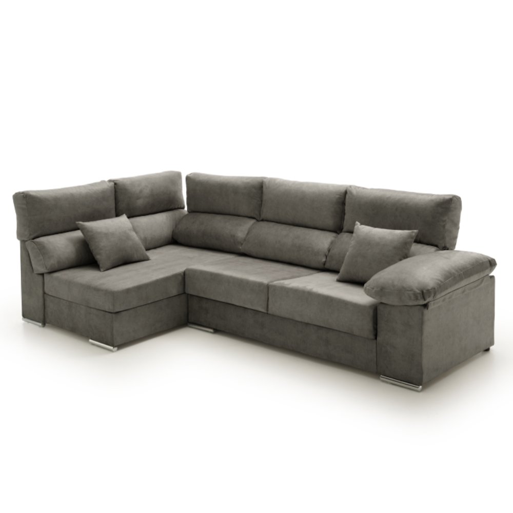 Sofa chaise longue rinconera reclinable cosima gris oscuro izquierda