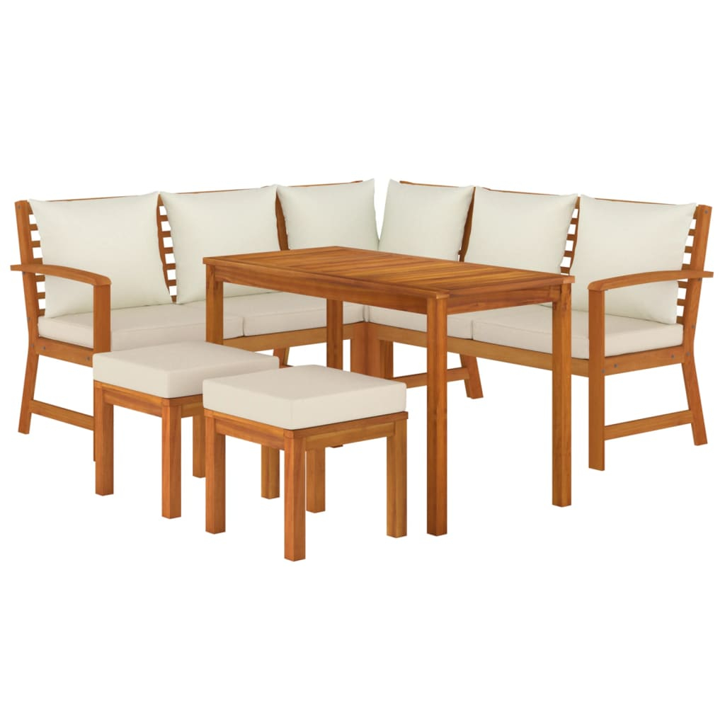 vidaXL juego comedor de jardín 6 pzas con cojines madera maciza acacia