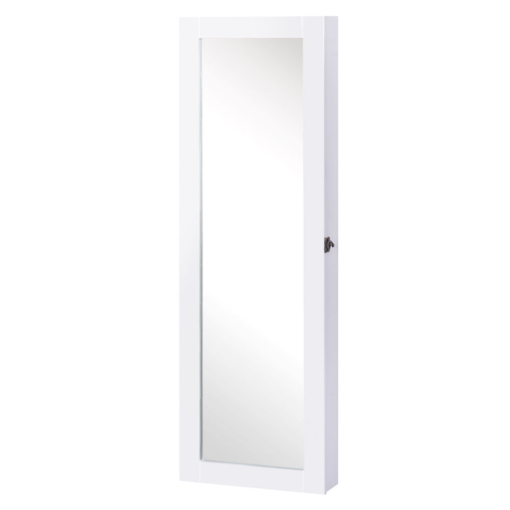 Espejo joyero de pared 37x9.5x112 cm mdf color blanco Homcom