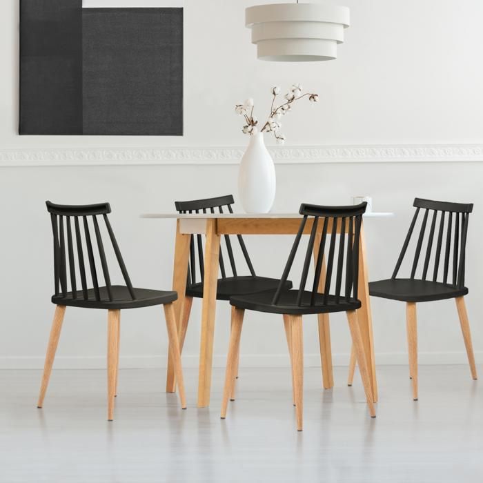 Lote de 4 sillas vintage negras - 42x39x79 cm