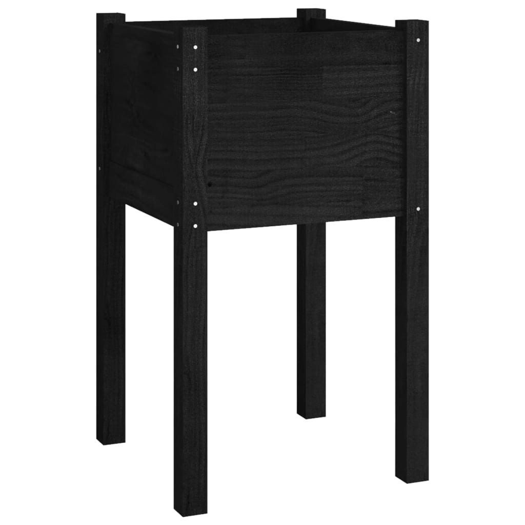 vidaXL jardinera de madera maciza de pino negro 40x40x70 cm
