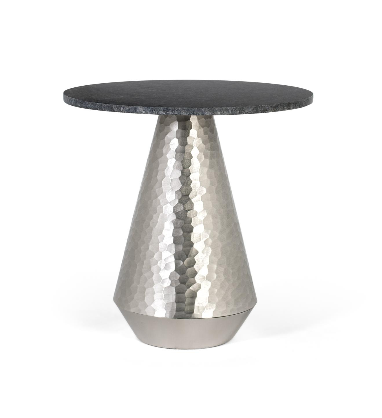 Mesa de centro kira de marmol y aluminio en color negro y aluminio 50 cm
