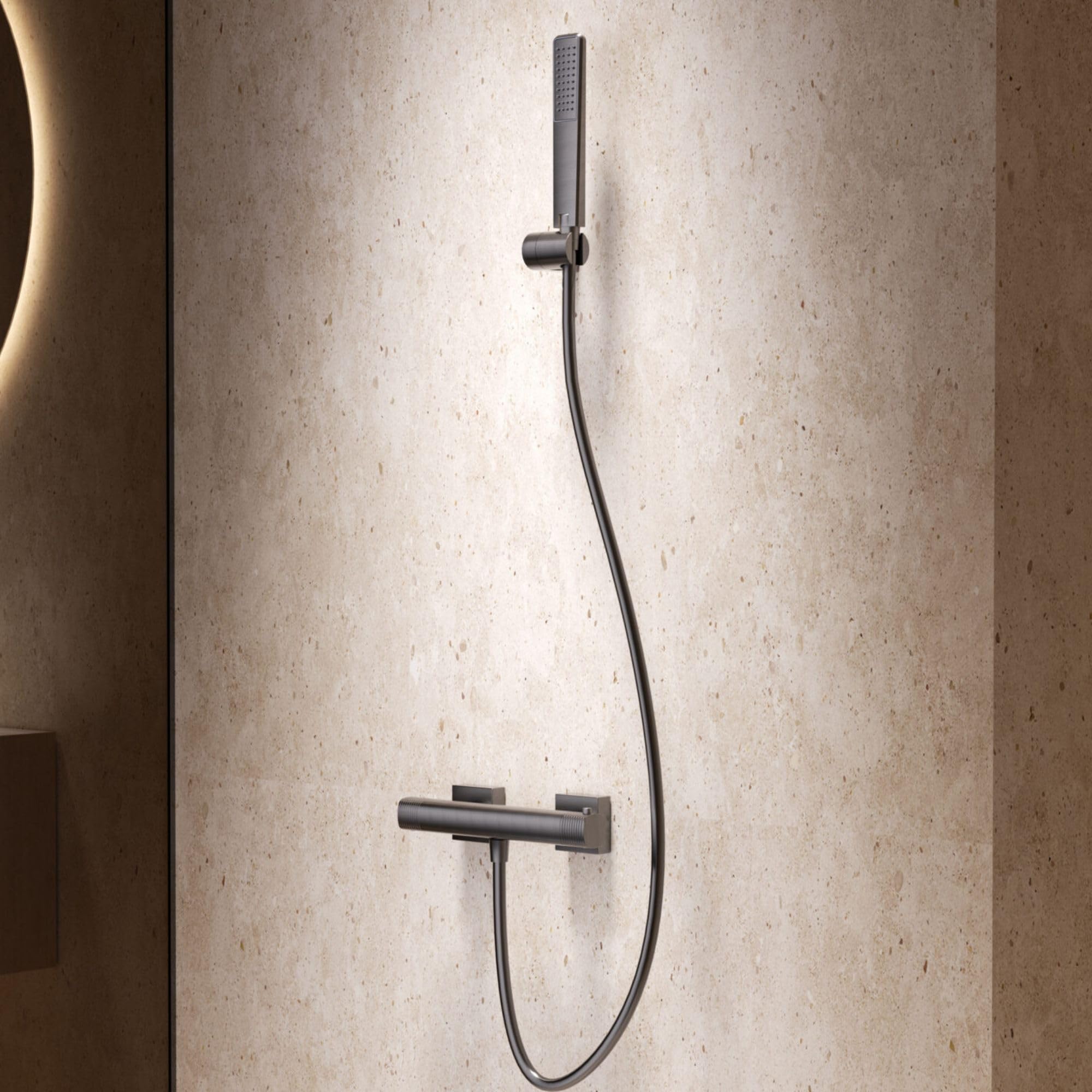 Imex - grifo ducha termostatico con alcachofa y manguera negro