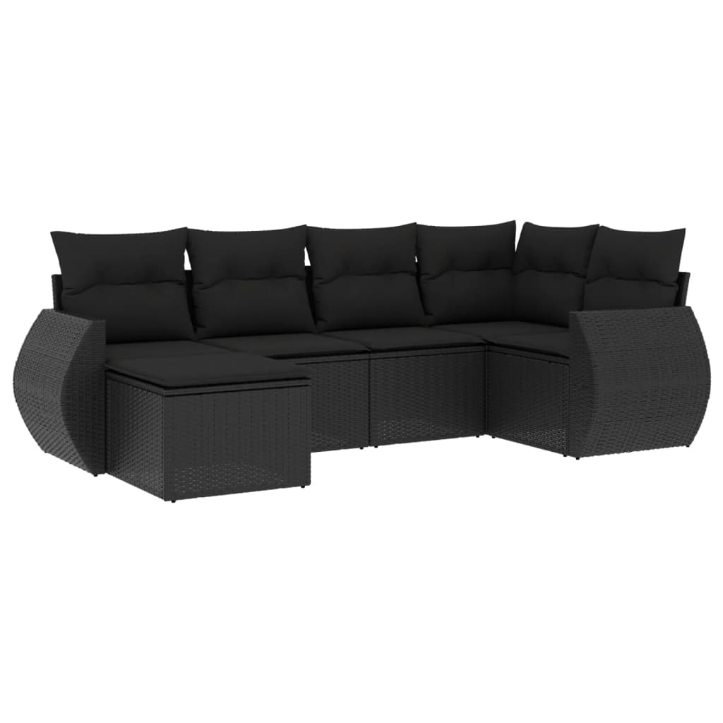 vidaXL set de sofás de jardín 6 piezas y cojines ratán sintético negro