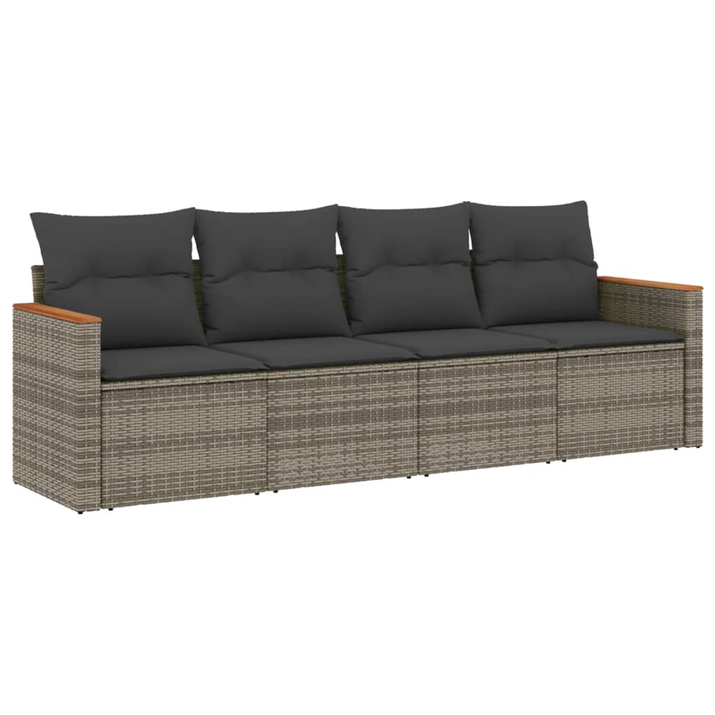 vidaXL set de sofás de jardín 4 pzas y cojines ratán sintético gris