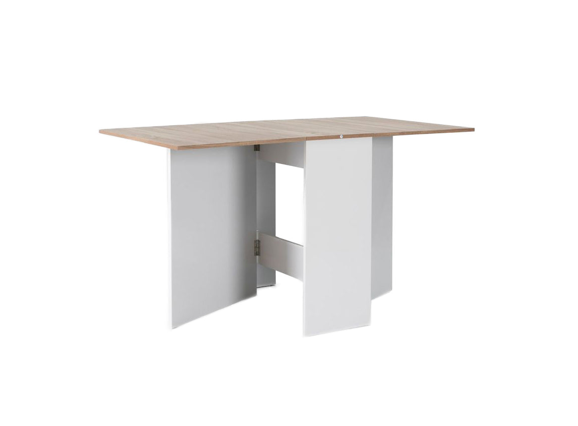 Mesa auxiliar suecia con alas abatibles 140cm. Comedor o cocina blanco y