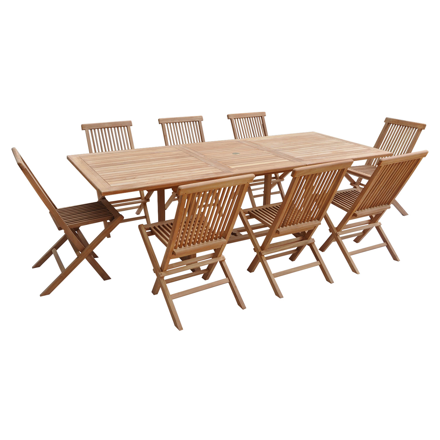 Muebles de jardín de teca lombok mesa rectangular extensible 8 plazas