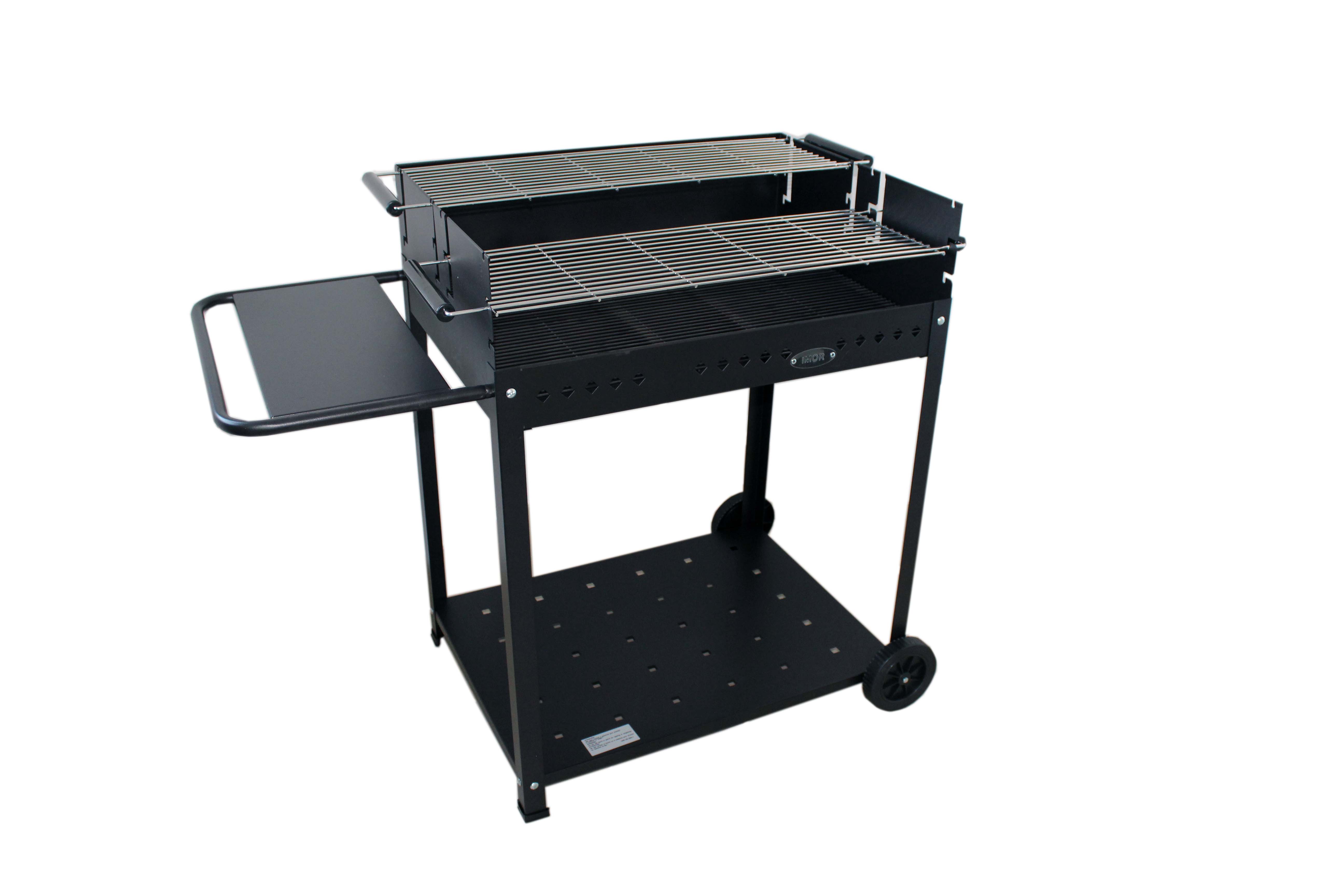 Barbacoa xl doble "p" con doble parrilla cromada 74x55