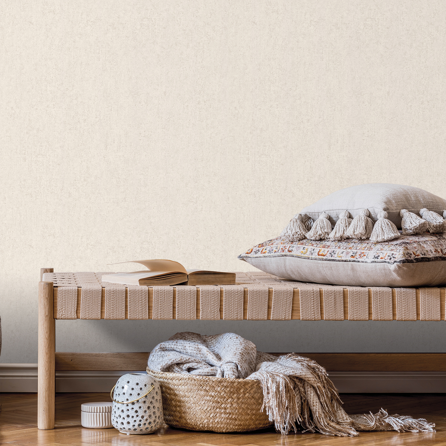 Papel pintado etnico tnt liso texturizado samburu beige