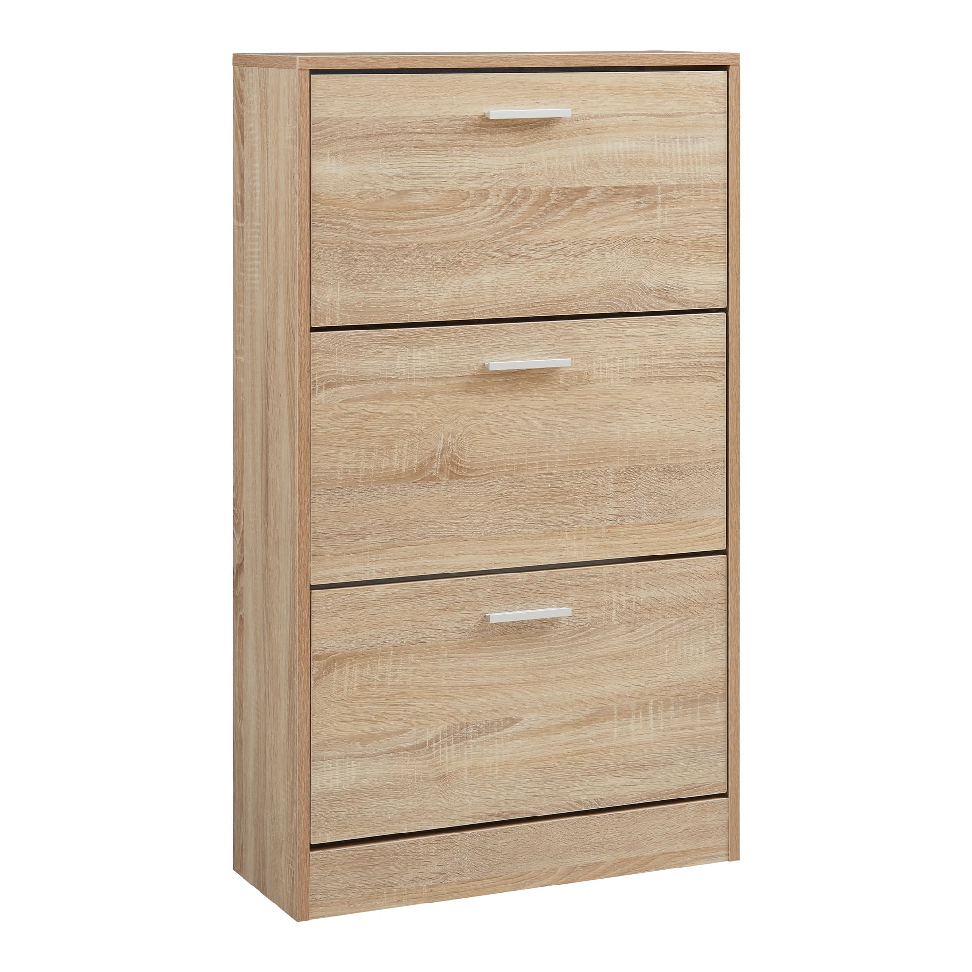 Zapatero sykkylven con 3 puertas 103x60x24 cm - roble sonoma [en.casa]