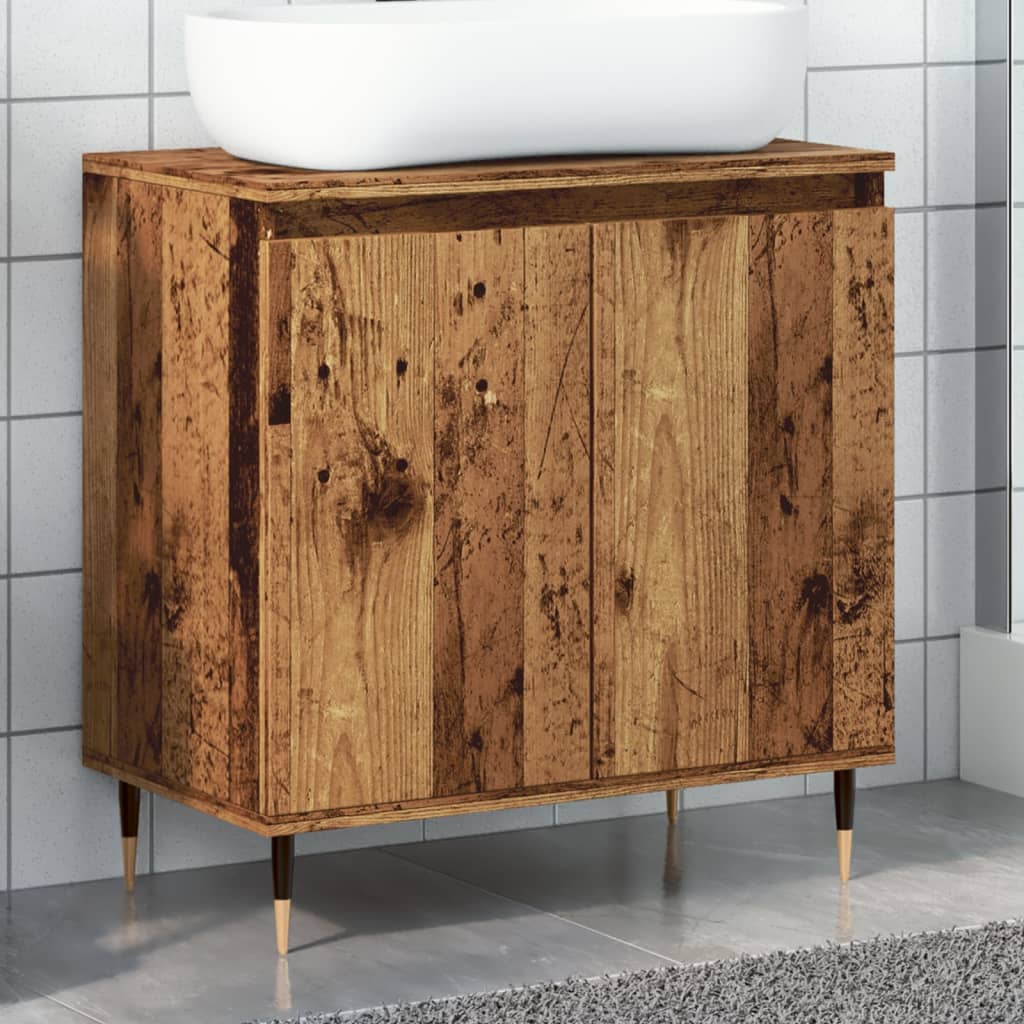 Armario de baño madera de ingeniería envejecida 58x33x60 cm esb3157