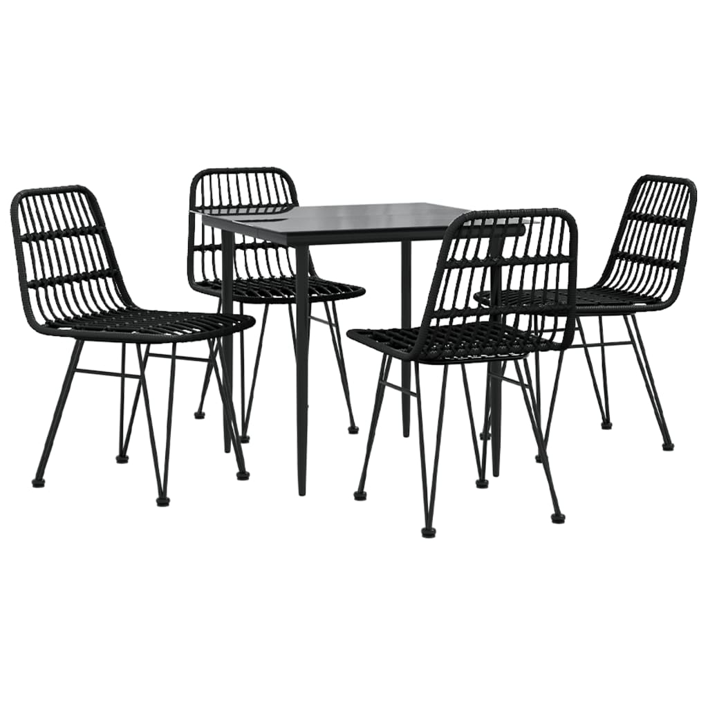 vidaXL juego de comedor de jardín 5 piezas ratán sintético negro