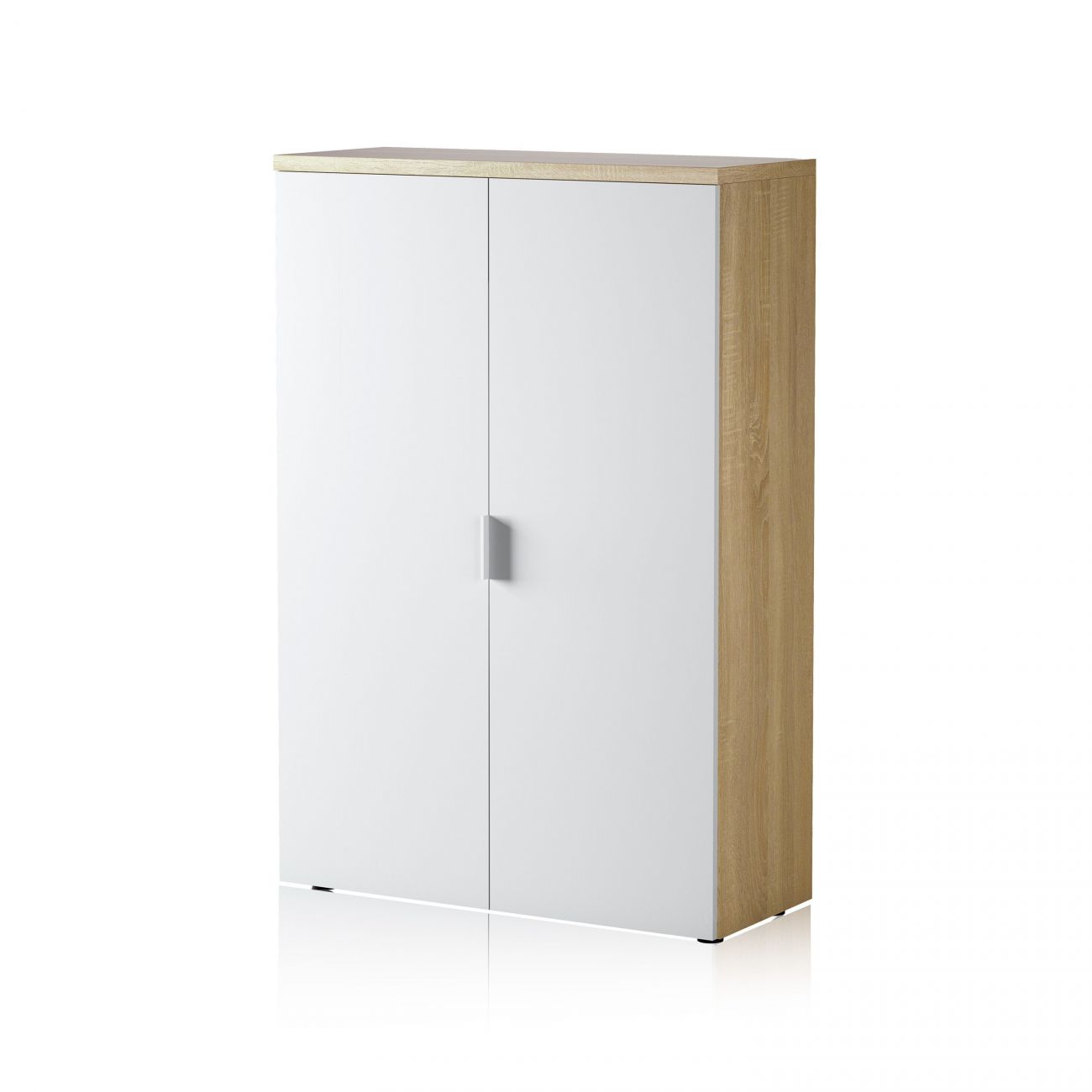 Zapatero auxiliar de 2 puertas 80x119 cm office blanco - roble